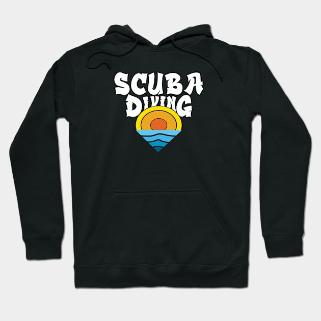 Vintage Sunset Scuba Diving Hoodie by eighttwentythreetees